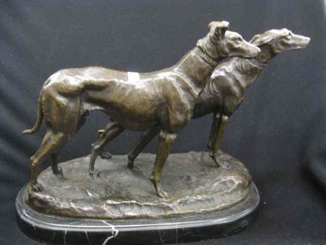 Appraisal: Bronze Statue of Two Whippets after E Fremiet '' tall