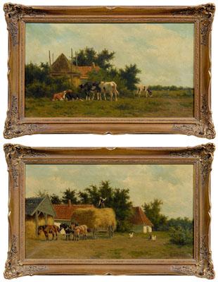 Appraisal: Two Herman Bogman paintings Hermanus Charles Bogman Dutch - cows