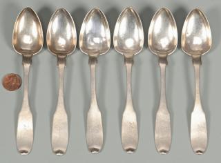 Appraisal: Samuel Bell Coin Silver Spoons TN Six Knoxville Tennessee coin