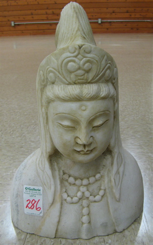 Appraisal: TWO CHINESE MARBLE SCULPTURES bust of Guanyin and a seated