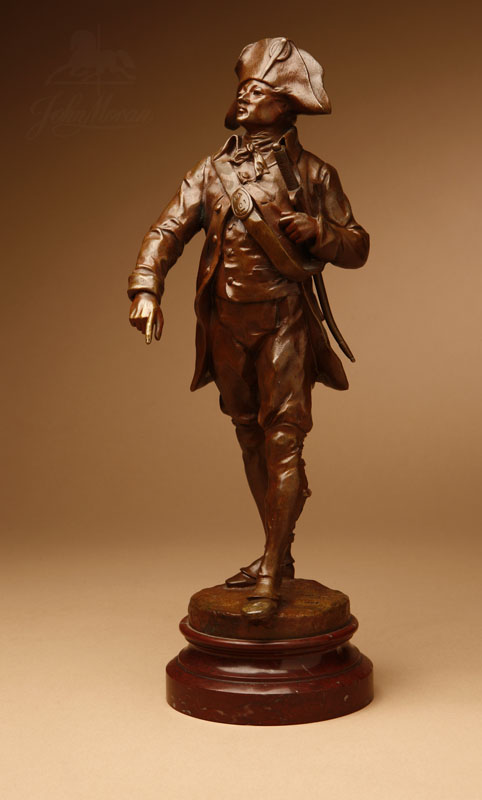 Appraisal: After Emile-Louis Picault patinated bronze figure of an officer 'La