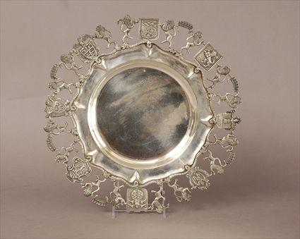 Appraisal: Continental Silver Octagonal Plate with Openwork Border of Shields Coronets