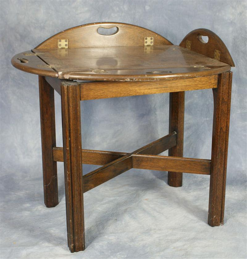 Appraisal: Miniature mahogany butler's tray table late th c split in