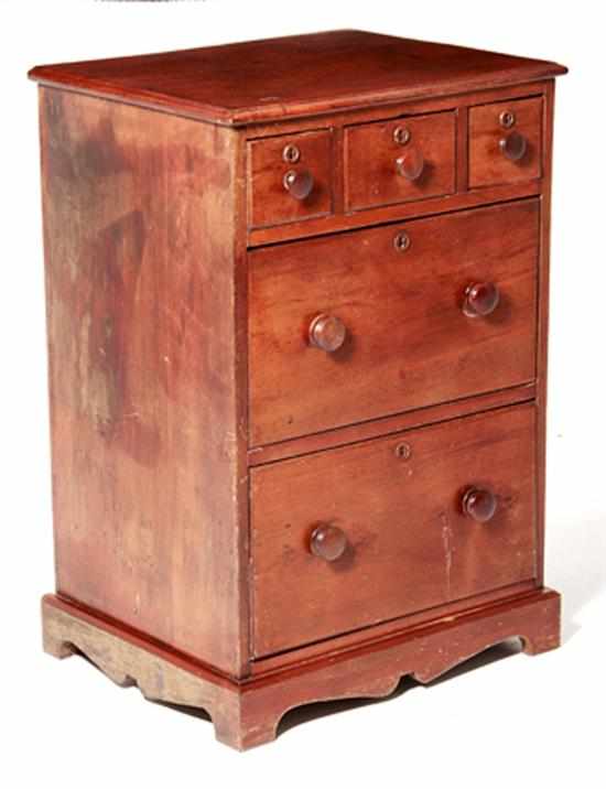 Appraisal: Southern Country Federal style walnut diminutive chest of drawers th