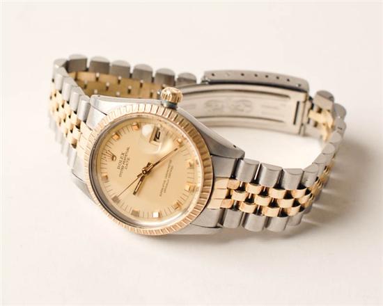 Appraisal: Men's K Yellow Gold and Steel Rolex Oyster Perpetual Date