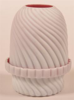 Appraisal: Opaque White and Cranberry Frosted Overlay Glass Fairy Lamp -