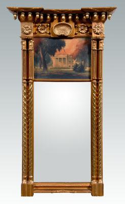 Appraisal: Federal style carved gilt wood mirror with acorn pediment shell