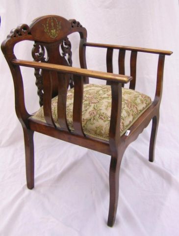 Appraisal: Greek Revival Style Arm Chair with Tapestry Upholstered Seat