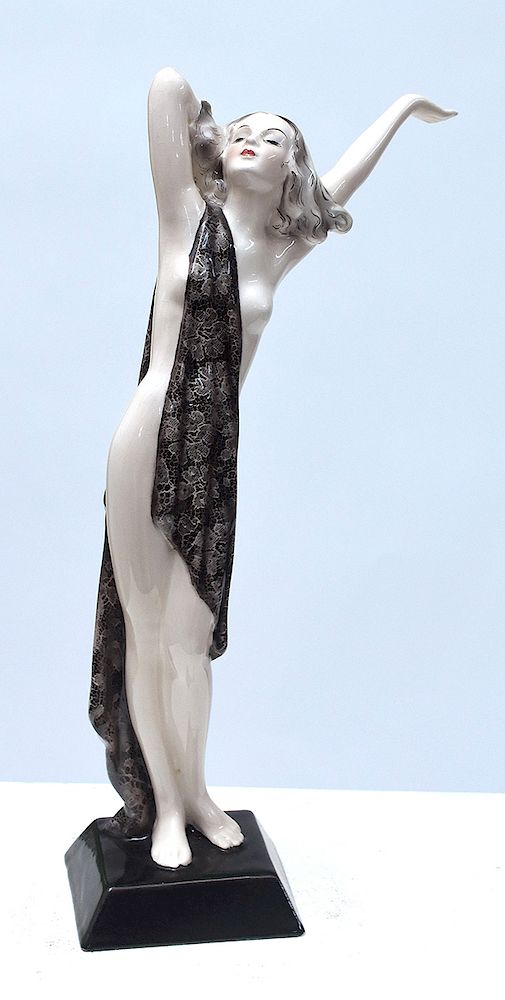 Appraisal: Goldscheider Art Deco figure Goldscheider Art Deco figure standing nude