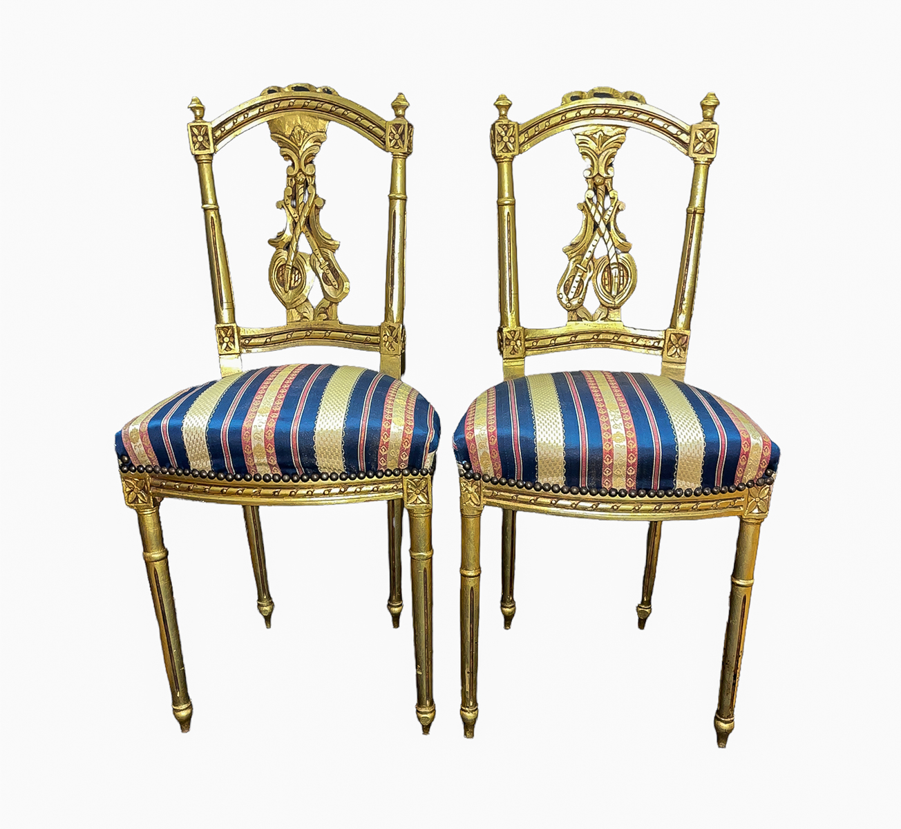 Appraisal: PAIR OF CARVED GILT ITALIAN CHAIRS Carved Italian chairs having