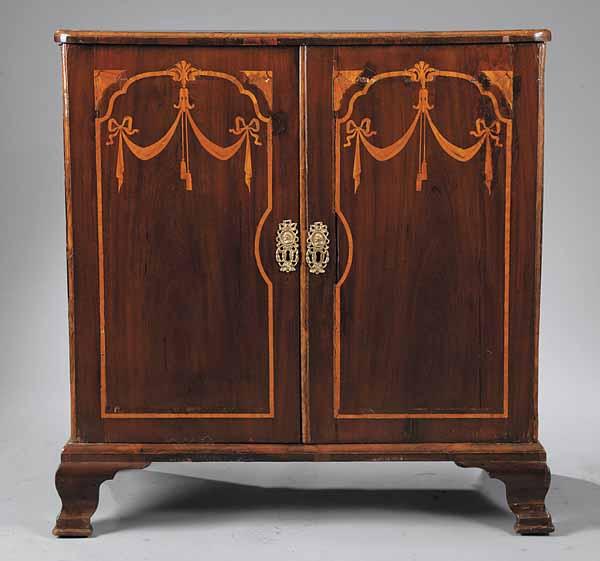 Appraisal: An Antique Dutch Marquetry Inlaid Mahogany Cabinet mid- th c