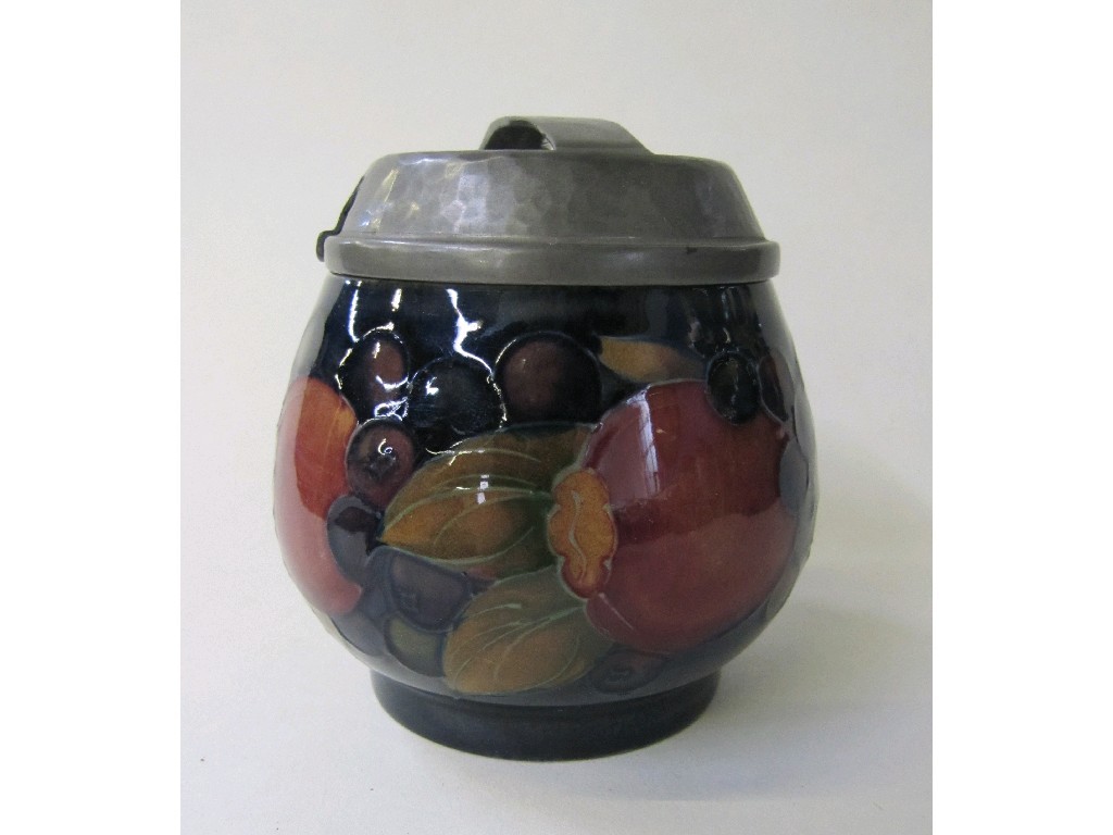 Appraisal: Moorcroft pomegranate preserve pot with Tudric pewter lid