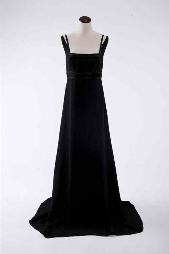 Appraisal: BALENCIAGA BLACK SILK CREPE GOWN Size new condition Square neck-line