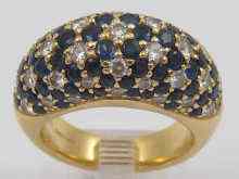 Appraisal: A hallmarked ct gold diamond and sapphire bombe ring approx