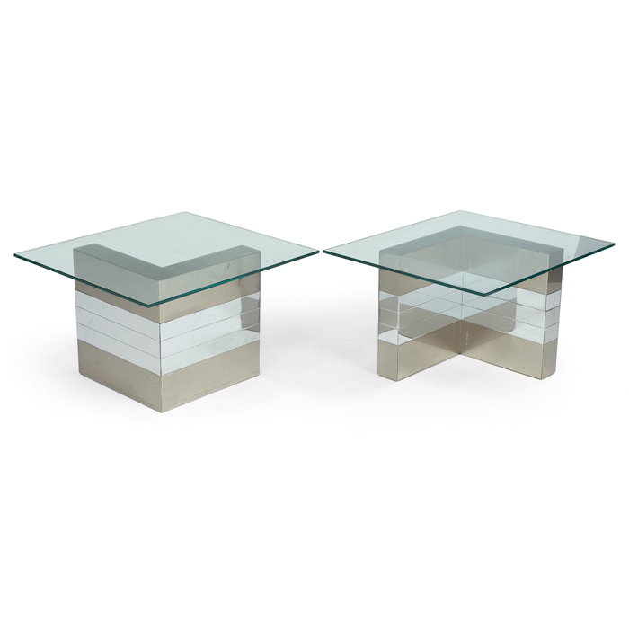 Appraisal: Paul Evans tables pair by Paul Evans Studio L-shaped bases