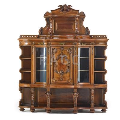 Appraisal: FRENCH CORNER CABINET Two-piece in walnut with serpentine front and