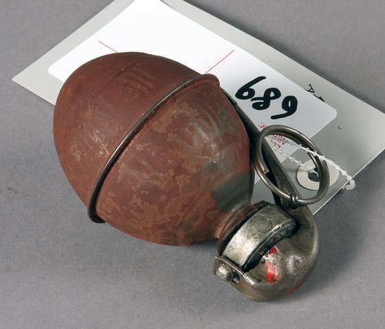 Appraisal: Offensive grenade tin body French made