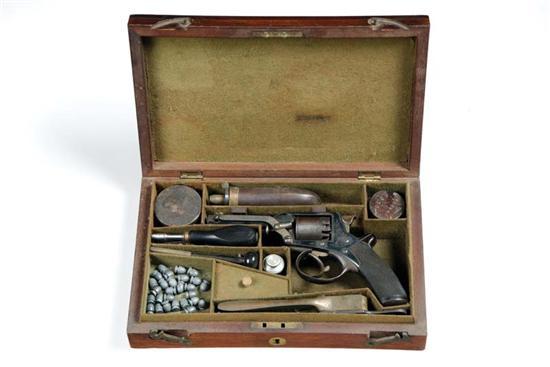 Appraisal: CASED TRANTERS PATENT PERCUSSION REVOLVER England Retailer's mark for Thomas