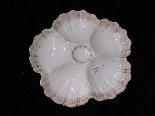 Appraisal: French Victorian Porcelain Oyster Plate scallop design gold trim