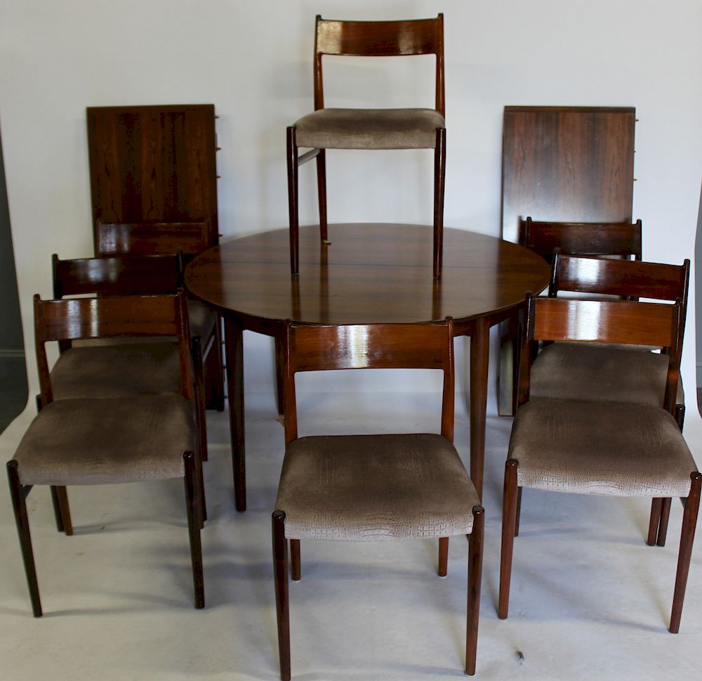 Appraisal: MIDCENTURY Danish Modern Rosewood Table And Chairs Table dia and