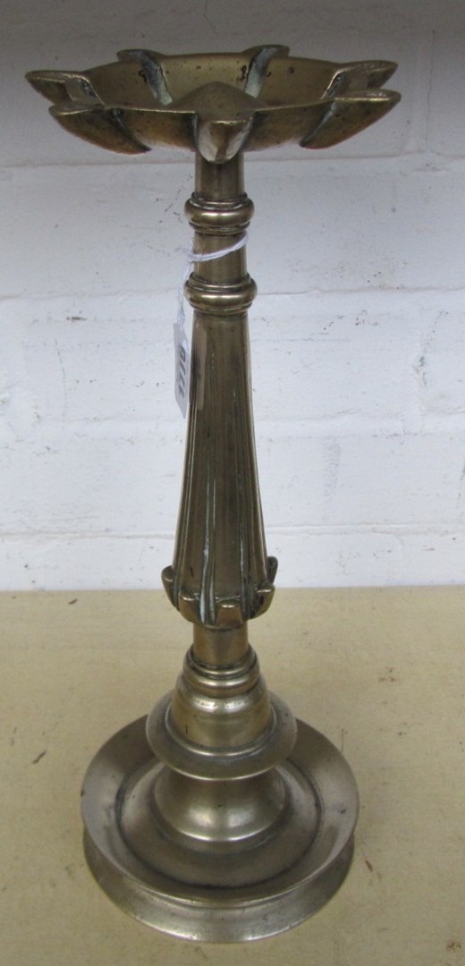 Appraisal: A brass Ottoman oil lamp th century with circular fluted