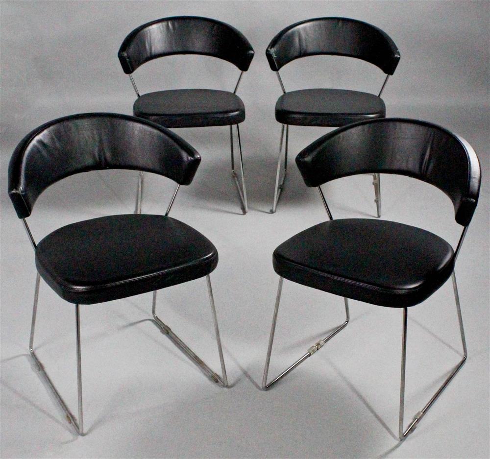 Appraisal: SET OF FOUR ITALIAN COMPANY CALLIGARIS NEW YORK BLACK LEATHER