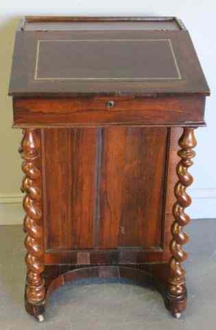 Appraisal: Rosewood Leathertop Davenport Desk With twist columns From a Bronxville