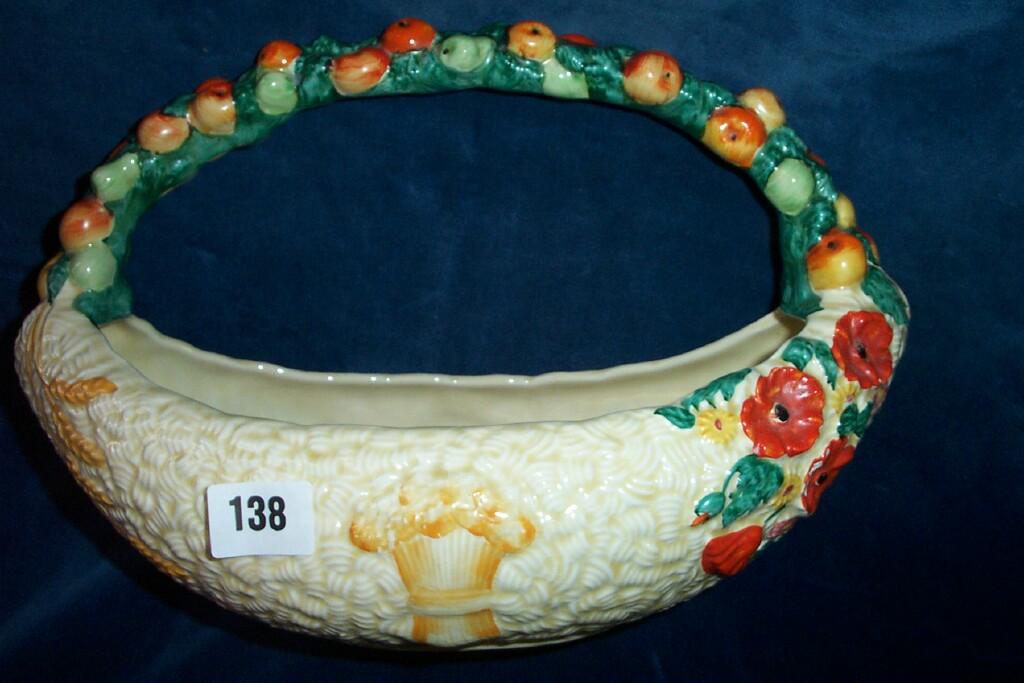 Appraisal: A Clarice Cliff Celtic Harvest pattern basket of elongated form