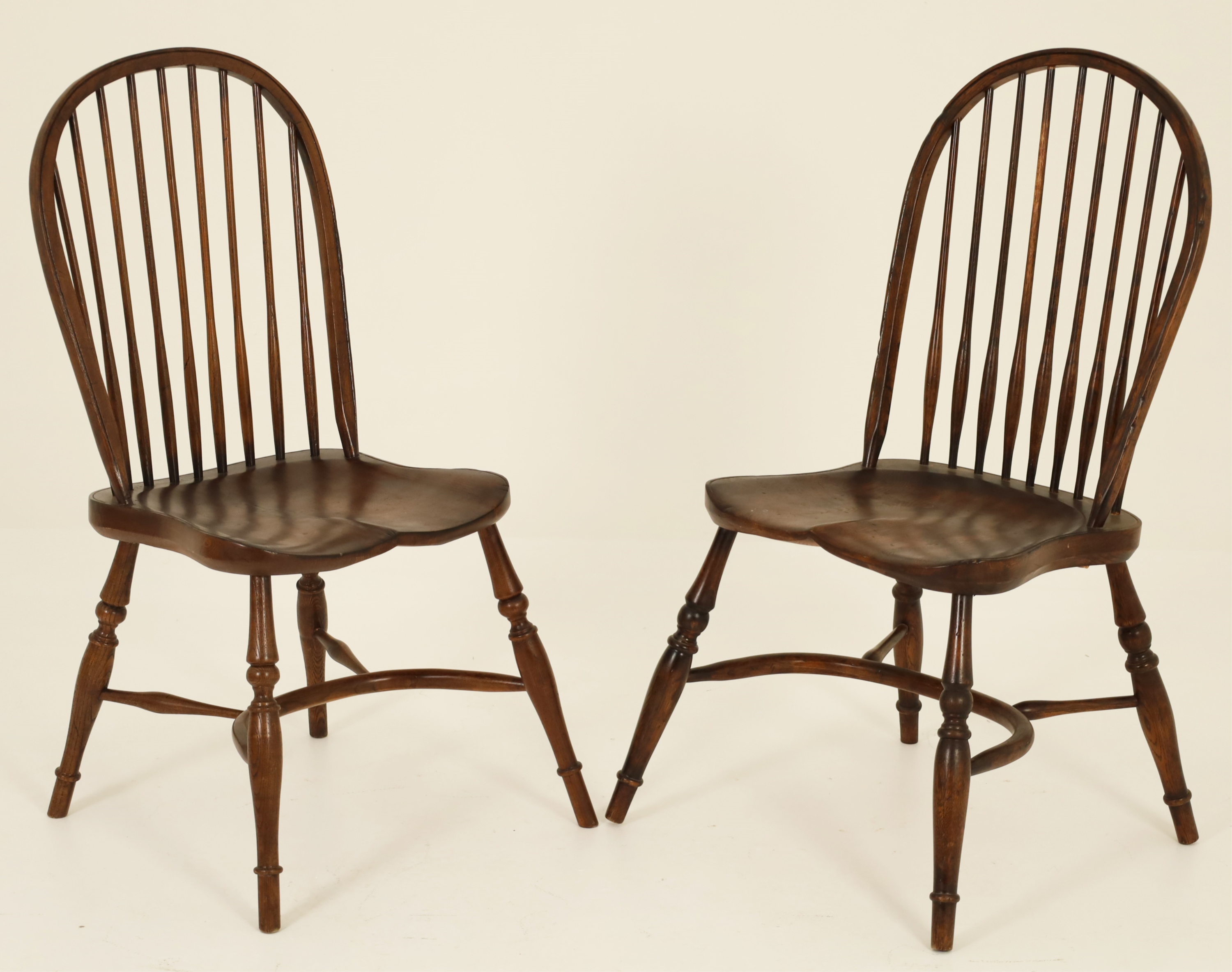 Appraisal: PAIR OF ENGLISH BENTWOOD OAK WINDSOR SIDE CHAIRS Pair of