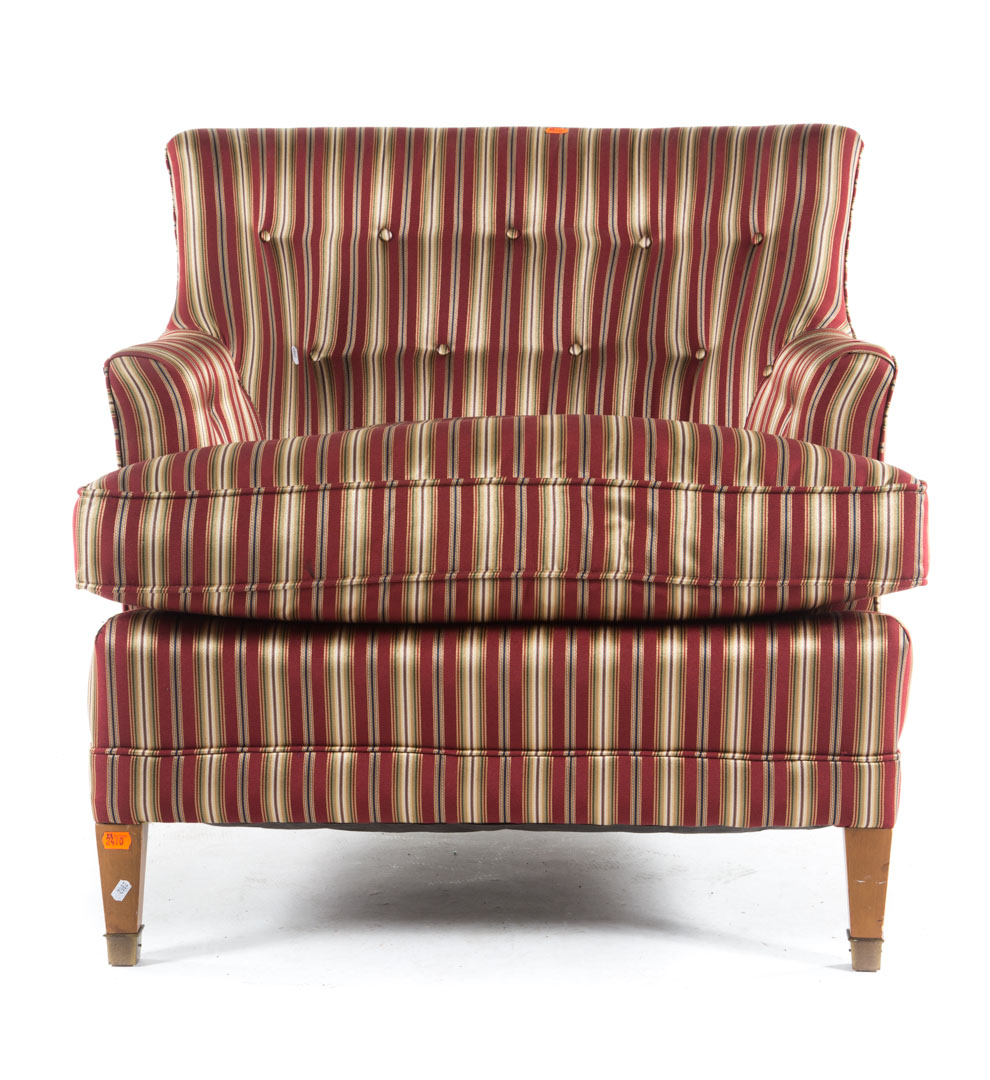 Appraisal: Contemporary upholstered tub chair button upholstered curved back and arms