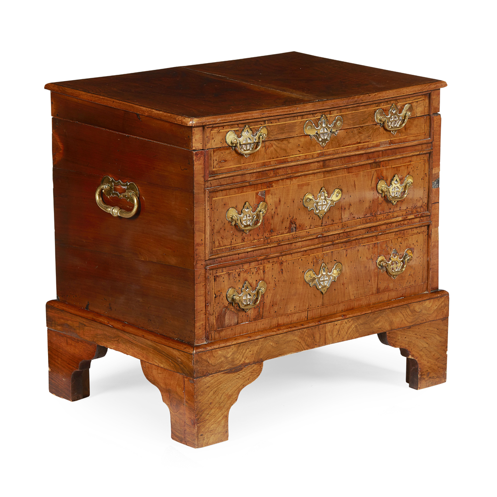 Appraisal: GEORGIAN STYLE WALNUT CHEST TH CENTURY WITH ALTERATIONS the hinged