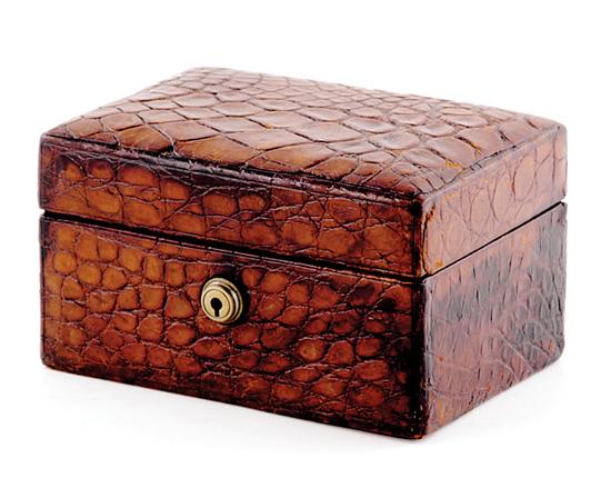 Appraisal: Fine alligator-clad gentleman's box th century with Bramah lock hinged