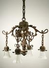 Appraisal: CHANDELIER - Circa ornate wrought iron chandelier with leaf decorated