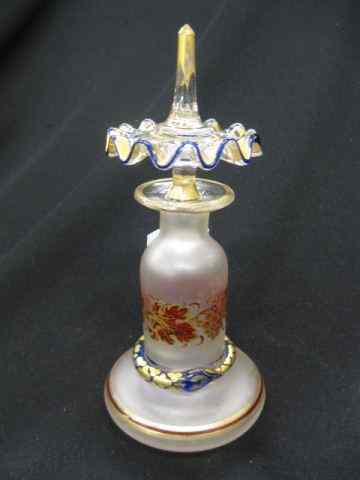 Appraisal: French Victorian Art Glass Perfume Bottle enameled gilt frosted body