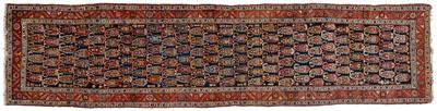 Appraisal: Bijar runner repeating designs on dark blue field ft in