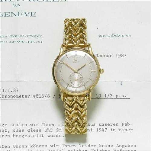 Appraisal: GOLD GENTLEMAN'S WRISTWATCH ROLEX ca Yellow gold Ref limited edition