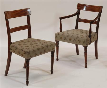 Appraisal: A set of six Regency mahogany dining chairs each with