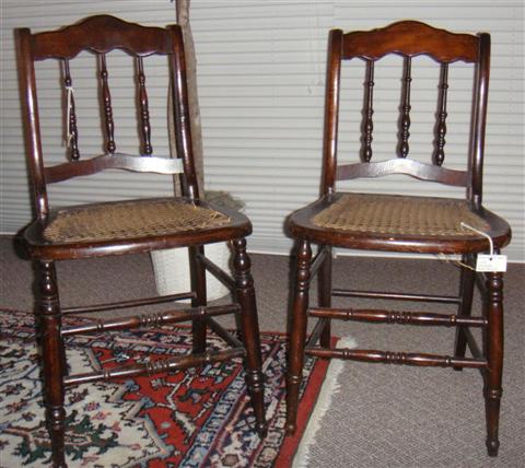 Appraisal: PAIR OF VICTORIAN STAINED SIDE CHAIRS WITH CANED SEATS h