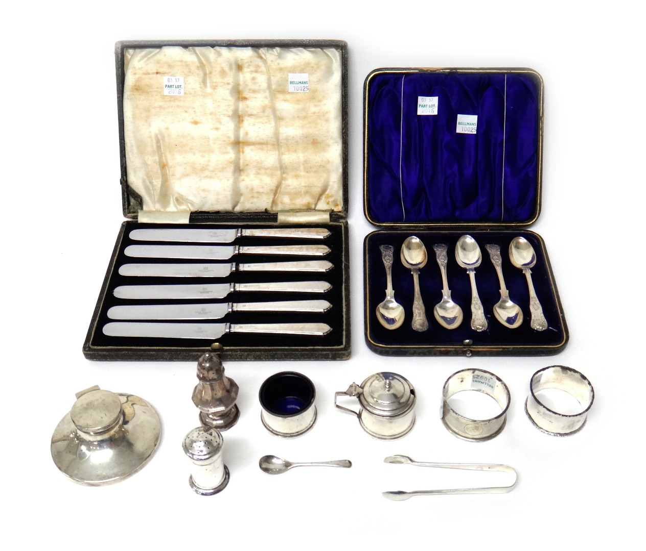 Appraisal: Silver and silver mounted wares comprising a set of six