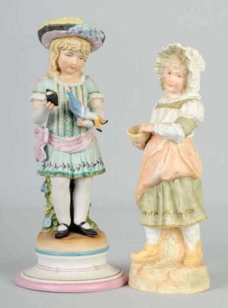 Appraisal: Lot of Bisque Figurines Description Unmarked Gebruder Heubach girl with