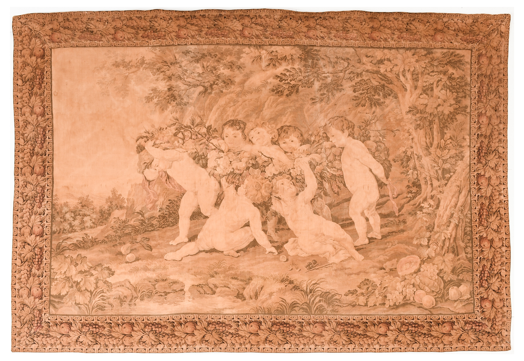 Appraisal: 'S GERMAN FIGURAL TAPESTRY Fine German tapestry having numerous Putti