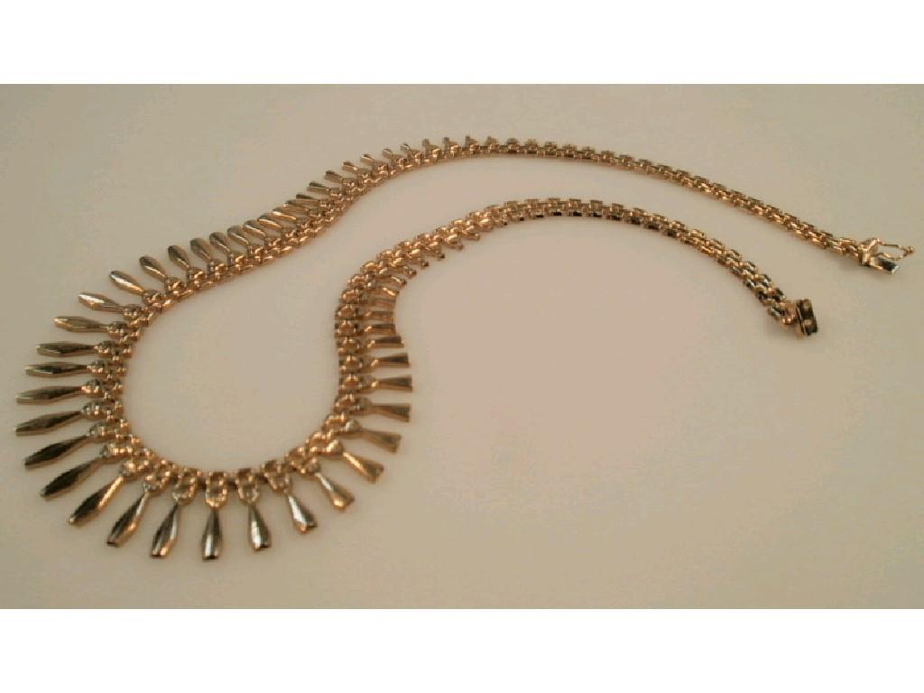 Appraisal: A modern ct gold graduated flat link necklace g