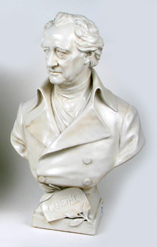 Appraisal: CAST METAL SCULPTURE a bust of Johan Wolfgang von GOETHE