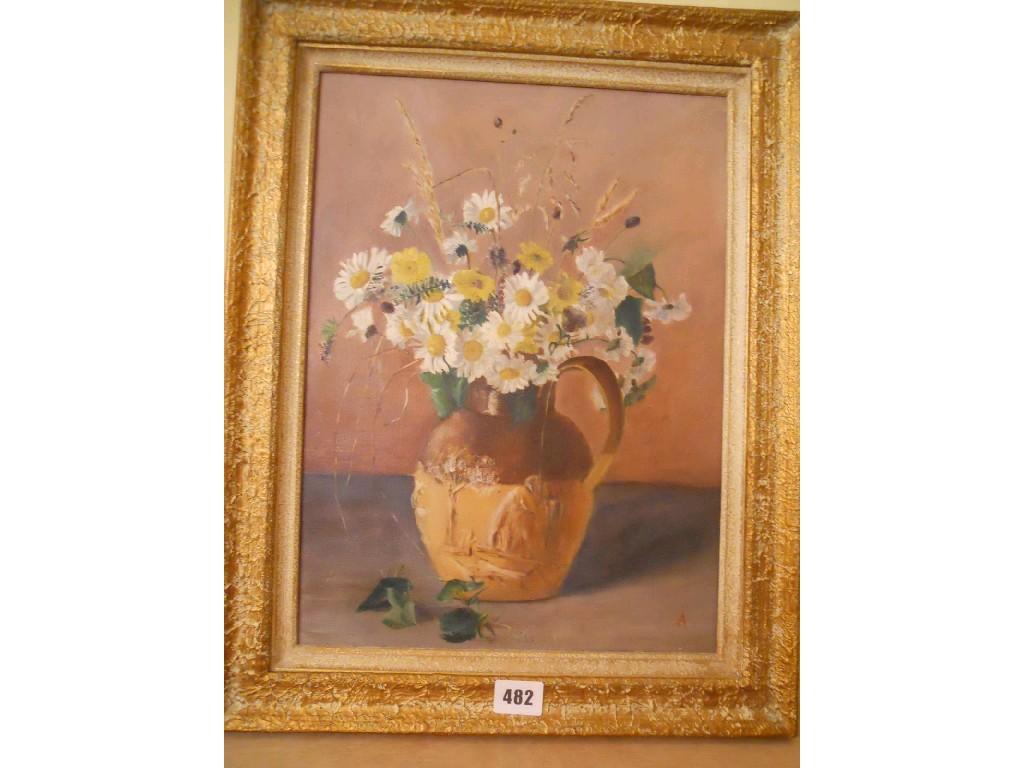 Appraisal: An oil painting on canvas of a still life with