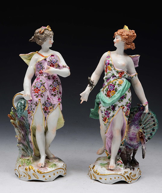 Appraisal: A PAIR OF SAMPSON AFTER CHELSEA PORCELAIN FIGURES classical subjects