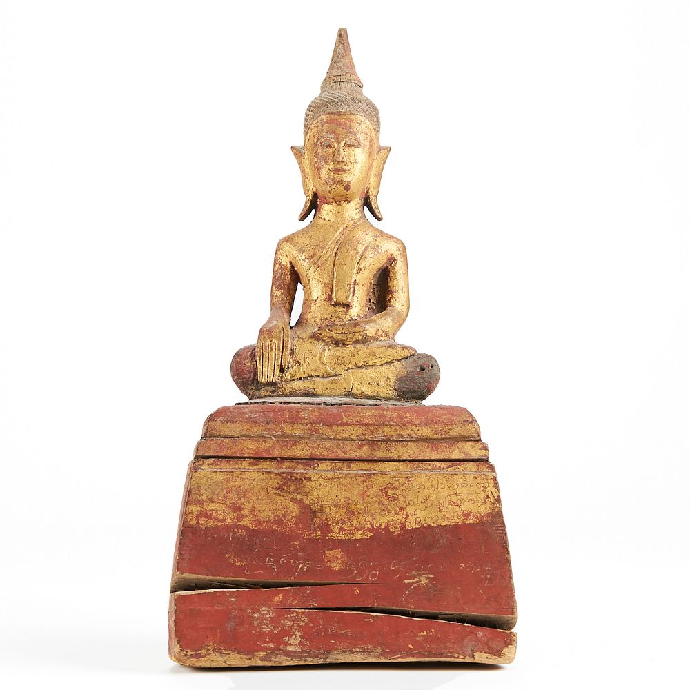 Appraisal: th c Burmese Thai Shan Carved Buddha A lovely th