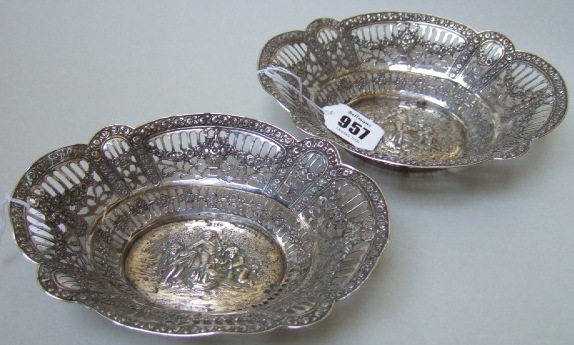 Appraisal: A pair of German shaped oval bon bon dishes each