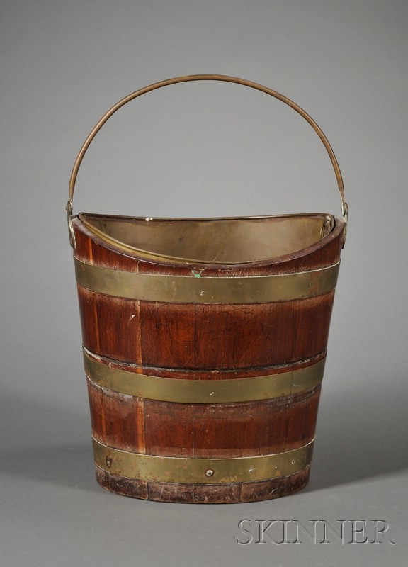 Appraisal: George III Brass Bound Mahogany Peat Bucket late th early