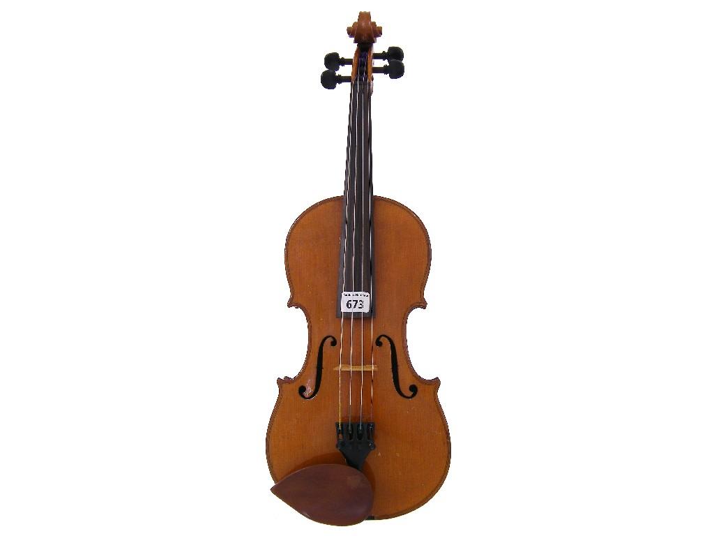 Appraisal: German Stradivari copy violin cm