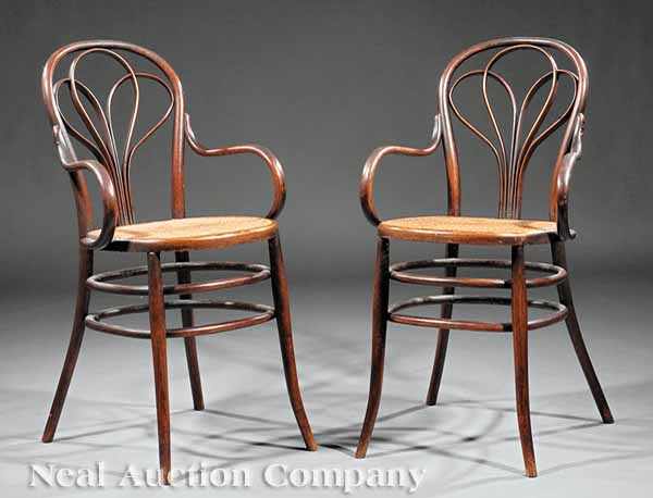 Appraisal: A Pair of Art Nouveau Bentwood Armchairs late th early